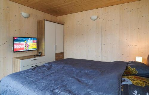 a bedroom with a bed and a flat screen tv at Ferienhaus 3 Wolfschlucht in Gondenbrett