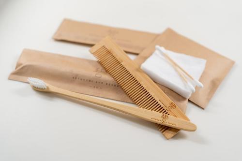 a pair of wooden chopsticks sitting on top of paper at SETOUCHI SUP RESORT - Ao - in Shodoshima
