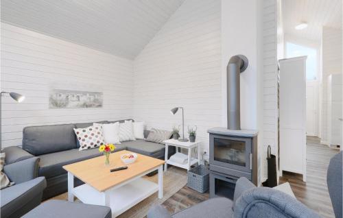 GölsBeautiful Home In Krems Iiwarderbrück的带沙发和壁炉的客厅