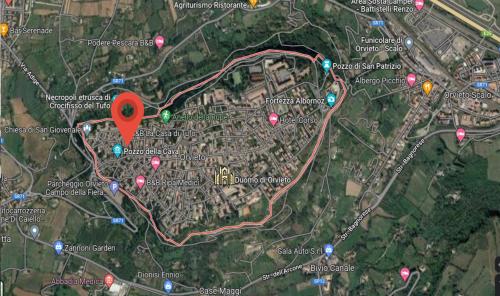 a map with a red marker on it at Loft Centro Storico Accesso Senza Scale "Carvajal Rooms " Due Passi dal Duomo, Netflix Incluso in Orvieto