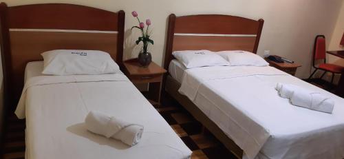 two beds sitting next to each other in a room at Itajubá Hotel in Rio de Janeiro