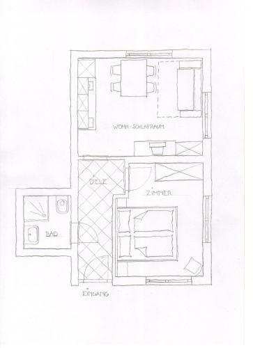 a sketch of a floor plan of a house at Alpenapart Walch in Jerzens