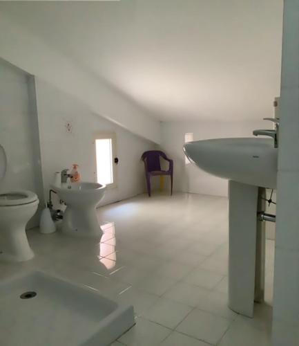 a white bathroom with a sink and a toilet at ALLEGROHOME your big nest in Barile