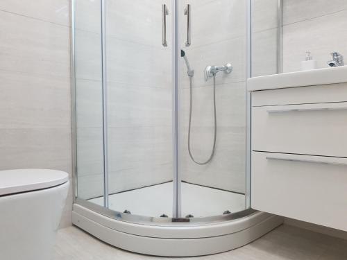łazienka z prysznicem i toaletą w obiekcie Apartment Starigrad 6621a w mieście Starigrad-Paklenica