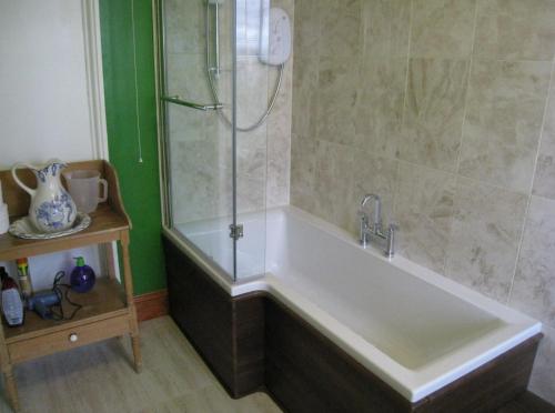 a bathroom with a bath tub with a shower at COLLEGE HOUSE in Windermere