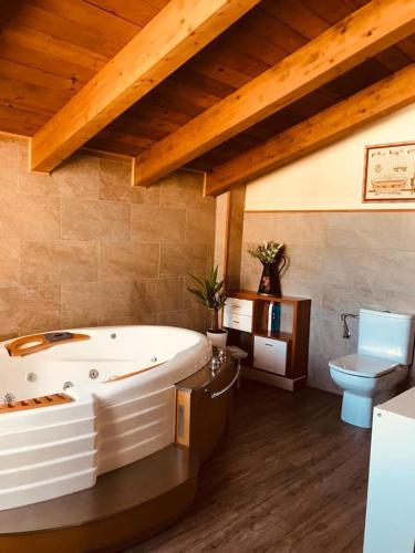 a large bathroom with a tub and a toilet at CASA RURAL LA CIJA in Maello