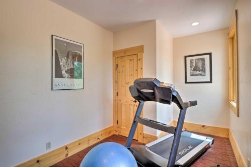 a room with a gym with a treadmill at 22STR-00506 Fairplay Log Cabin 26 Mi to Breck! in Fairplay