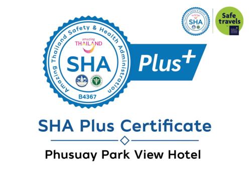 a logo for a sha plus certificate at Phusuay Park View Hotel in Chaiyaphum