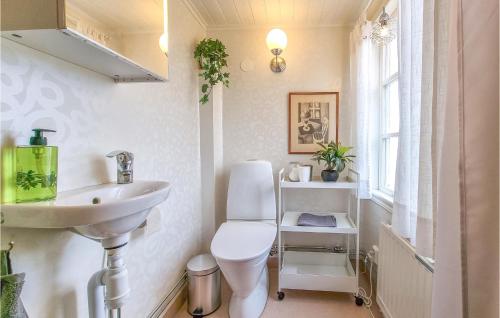 a bathroom with a toilet and a sink at Nice Home In sa With Kitchen in Åsa