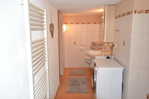 małą łazienkę z toaletą i umywalką w obiekcie Steibinger Bergnest w mieście Oberstaufen