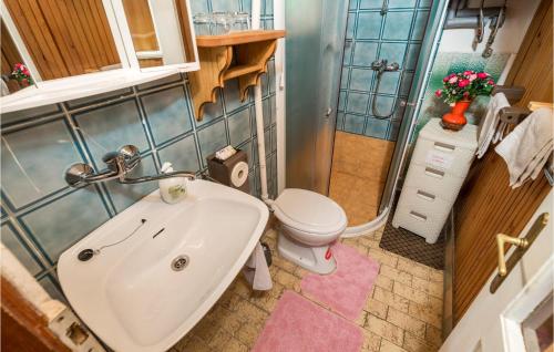 a small bathroom with a toilet and a sink at 1 Bedroom Awesome Home In Zlobin in Zlobin