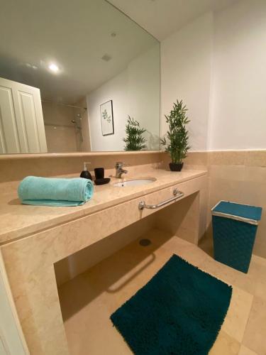 a bathroom with a sink and a mirror at AIRE DE SOTOGRANDE in Sotogrande
