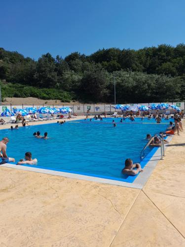 un grupo de personas en una piscina en Rudnička čarolija, en Rudnik