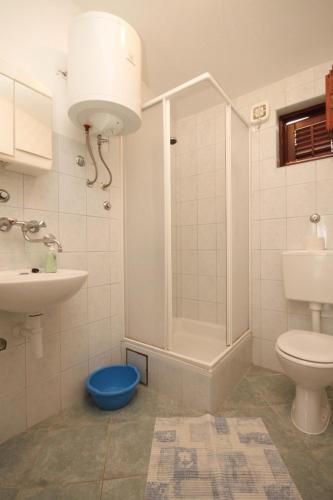 a bathroom with a shower and a toilet and a sink at Apartment Rukavac 8837f in Vis