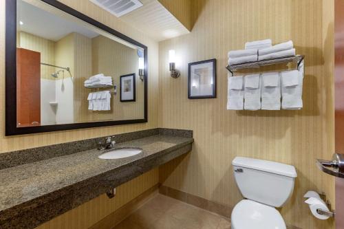 y baño con aseo, lavabo y espejo. en Comfort Inn & Suites Gateway to Glacier National Park, en Shelby