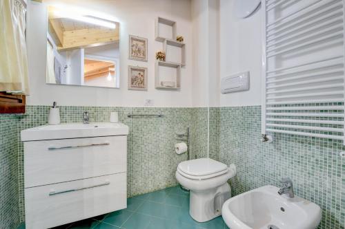 a bathroom with a toilet and a sink at Residence Rta La Rosa delle Dolomiti in Carisolo