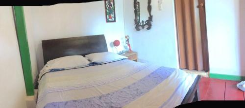 a bedroom with a bed in a room at Hostal Estrella de Agua in Salento