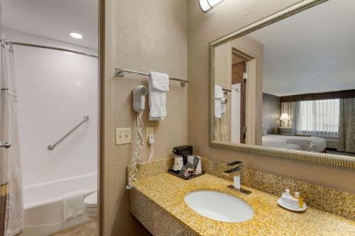 La salle de bains est pourvue d'un lavabo et d'un miroir. dans l'établissement Best Western Smoky Mountain Inn, à Waynesville