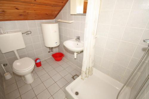 uma casa de banho com um WC e um lavatório em Apartment Ugljan 8241e em Ugljan