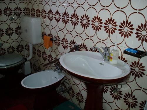 un baño con lavabo e inodoro en Seaside holiday house Starigrad, Paklenica - 11240, en Starigrad-Paklenica