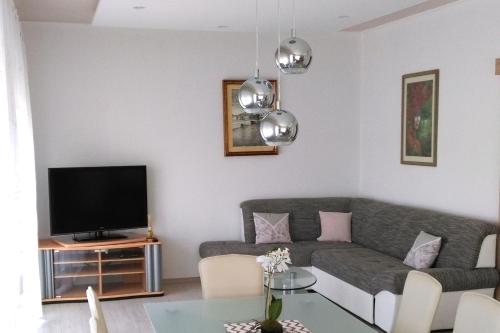 a living room with a couch and a tv at Apartments with a parking space Tisno, Murter - 11313 in Tisno