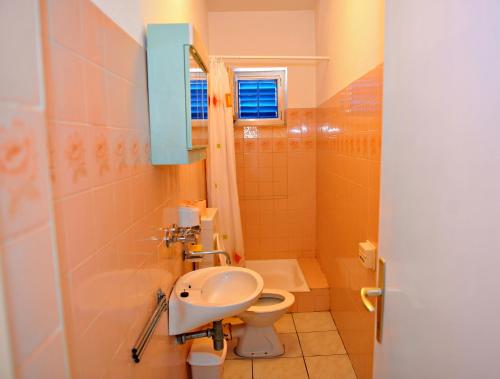a bathroom with a toilet and a sink at Apartments by the sea Metajna, Pag - 10405 in Zubovići