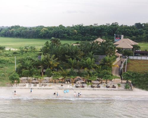 an aerial view of the beach at a resort at Coconut Lodge Resort in Jepara
