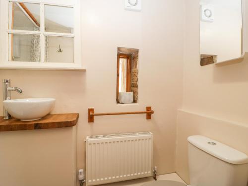a bathroom with a sink and a toilet at Steel Works Farm in Ross on Wye