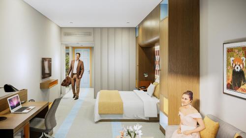a rendering of a hotel room with a bride at Zone By The Park Gopalpur in Gopālpur