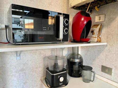 a kitchen counter with a microwave and a blender at Venice -Mestre Rooms in Mestre