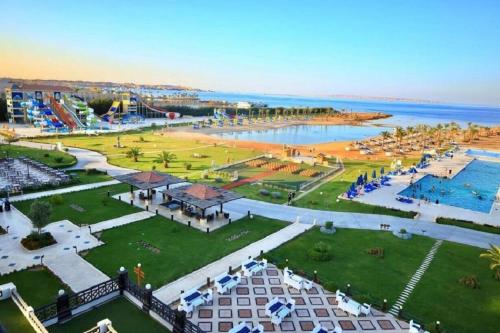 an aerial view of a resort with a water park at Gravity Hotel & Aqua Park Hurghada Families and Couples Only in Hurghada