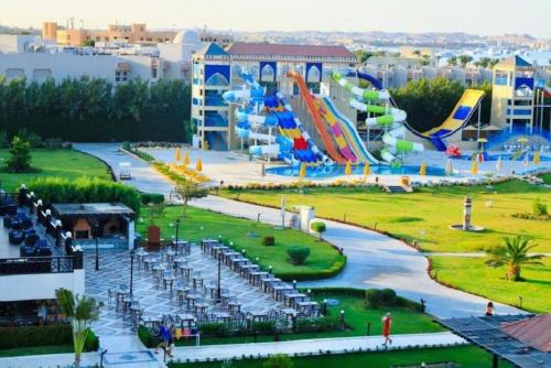 a view of a water park with a water slide at Gravity Hotel & Aqua Park Hurghada Families and Couples Only in Hurghada