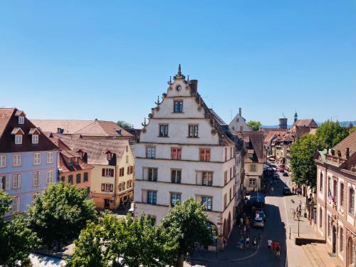an aerial view of a city street with buildings at Le Loft in Colmar