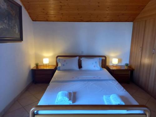Posteľ alebo postele v izbe v ubytovaní Private two-floor holiday house in Leptokaria