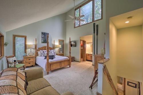 a large bedroom with a bed and a window at All-Season Base! Unit w/ Balcony in Beech Mountain in Beech Mountain