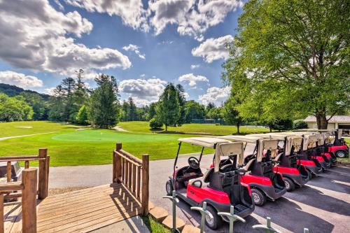 a row of golf carts parked at a golf course at Quiet Blue Ridge Haven Less Than 4 Mi to Sapphire Resort! in Sapphire