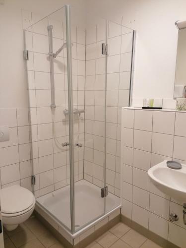 Koupelna v ubytování Kloster Langwaden