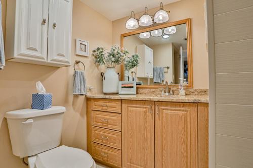 a bathroom with a toilet and a sink and a mirror at Lighthouse Towers 1002 in Clearwater Beach