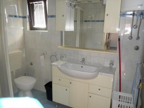 a bathroom with a sink and a toilet at Apartments with a parking space Lopar, Rab - 14089 in Lopar