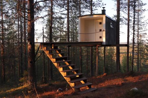 a tree house in the middle of a forest at Swedish Treehouse 