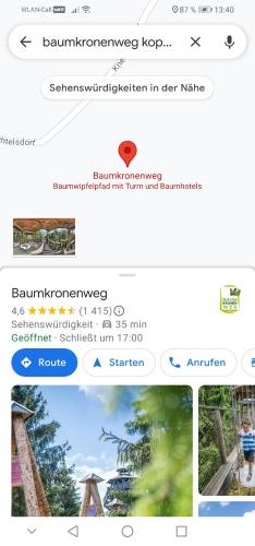 a screenshot of a cell phone with a screenshot of a website at Ferienwohnung Schuhmann Therme Aquapulco Ikuna Erlebnispark Zoo Schmiding 20 min mit Auto entfernt mit Wintergarten und Garten ab 3 Nächte buchbar in Hinzenbach