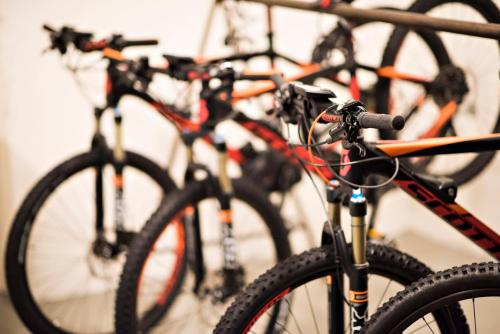 a group of bikes parked next to each other at Sporthotel Pontresina in Pontresina