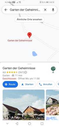 a screenshot of a cell phone with a picture of a house at Ferienwohnung Schuhmann Therme Aquapulco Ikuna Erlebnispark Zoo Schmiding 20 min mit Auto entfernt mit Wintergarten und Garten ab 3 Nächte buchbar in Hinzenbach