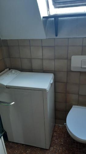 niewielka łazienka z toaletą i oknem w obiekcie Schöne aussicht w Konstancji