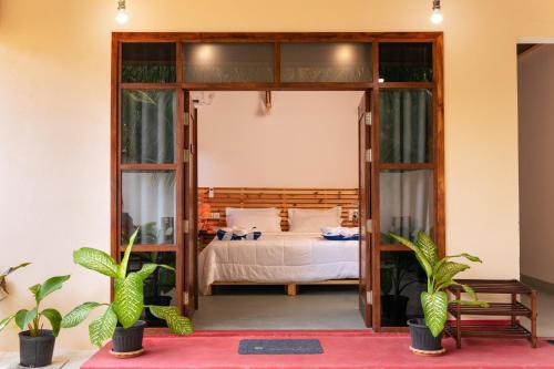 Кровать или кровати в номере Vacanza Mathiveri