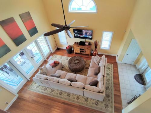 an overhead view of a living room with a couch at Luxury Vacation Home near Johnson Beach in Perdido Key