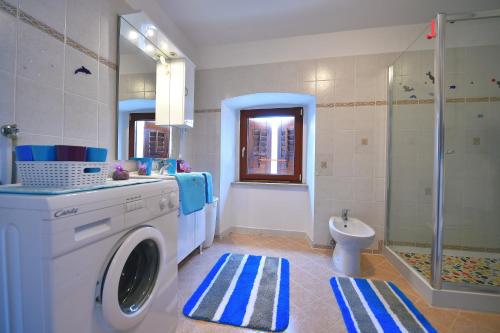a bathroom with a washing machine and a shower at Holiday house with WiFi Paz, Central Istria - Sredisnja Istra - 16623 in Buzet
