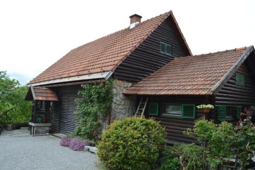 a wooden house with a brown roof at Rooms with a parking space Brod Moravice, Gorski kotar - 16921 in Brod Moravice