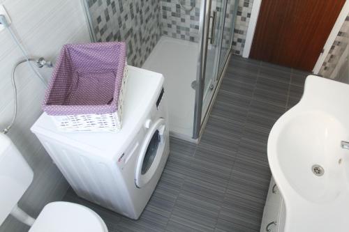 ein Badezimmer mit einem WC und einer Waschmaschine in der Unterkunft Apartments with a parking space Sveti Filip i Jakov, Biograd - 16708 in Sveti Filip i Jakov