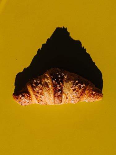 a close up of a sandwich on a yellow background at Hotel Walser Courmayeur in Courmayeur